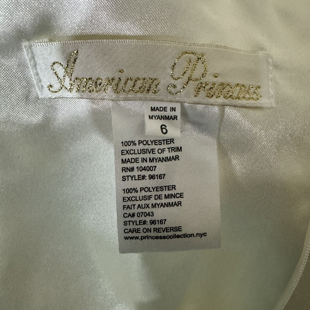 American‎ Princess Girls Dress Size 6 White Pearls Wedding Baptism Church - Picture 4 of 5